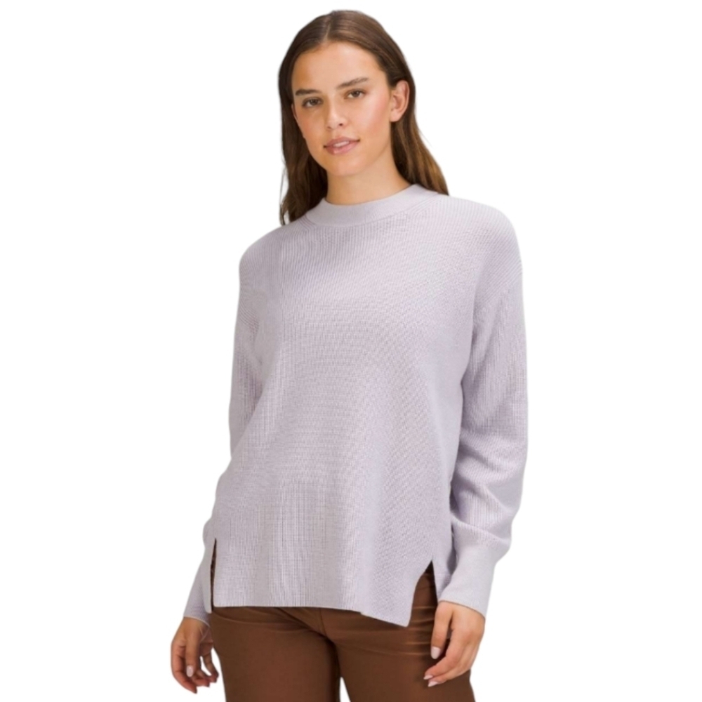 Lululemon Merino Wool-Blend Ribbed Crewneck Sweater Light Lavender Womens 6